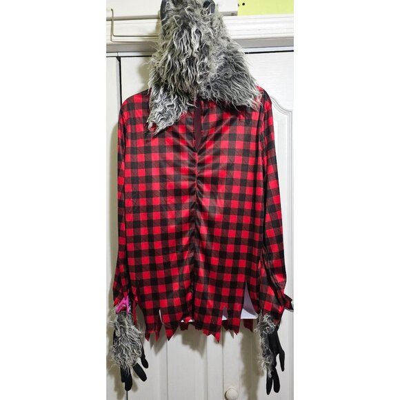 Hungry Howler Werewolf Costume Boys 12-14 Halloween Faux Fur Mask Gloves Kids - Picture 4 of 5